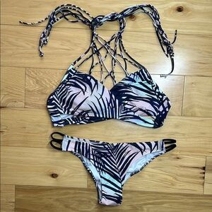 Victoria’s Secret PINK Tropical Blue and Pink Bikini | Size Large